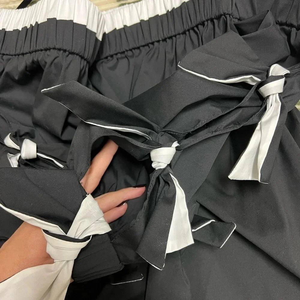Milly Blythe New Bow Sleeve Black and White Off the Shoulder Blouse - Picture 9 of 12